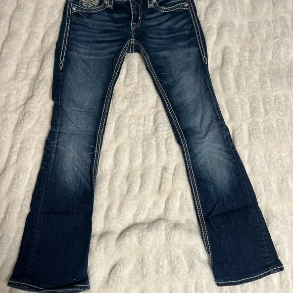 Rock Revival Dark Blue Denim with White Stitching - Picture 4 of 6